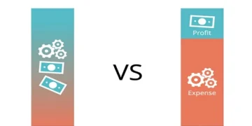 Visual explanation of profit vs revenue showing how expenses are deducted from revenue to calculate profit